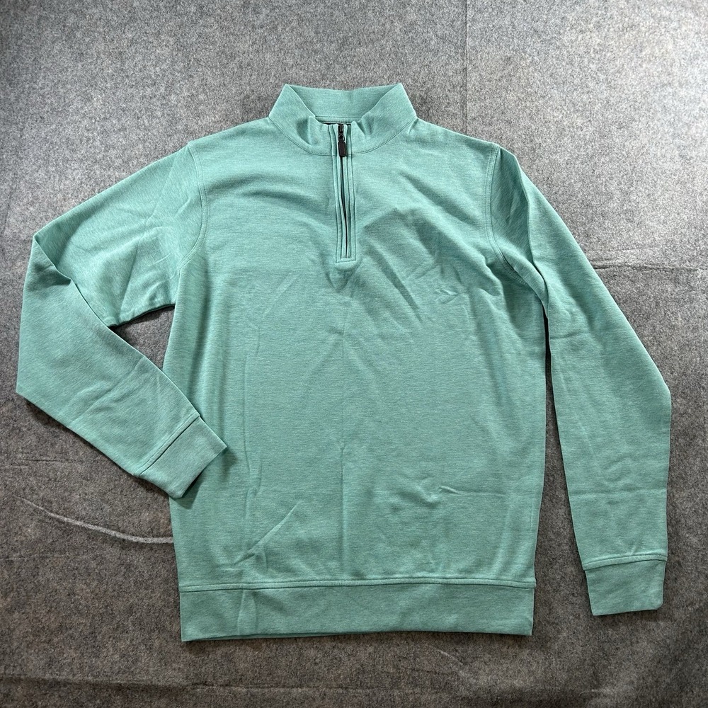 Horn Legend Quarter Zip Sweater Mens Medium Cotton Blend Seafoam Green